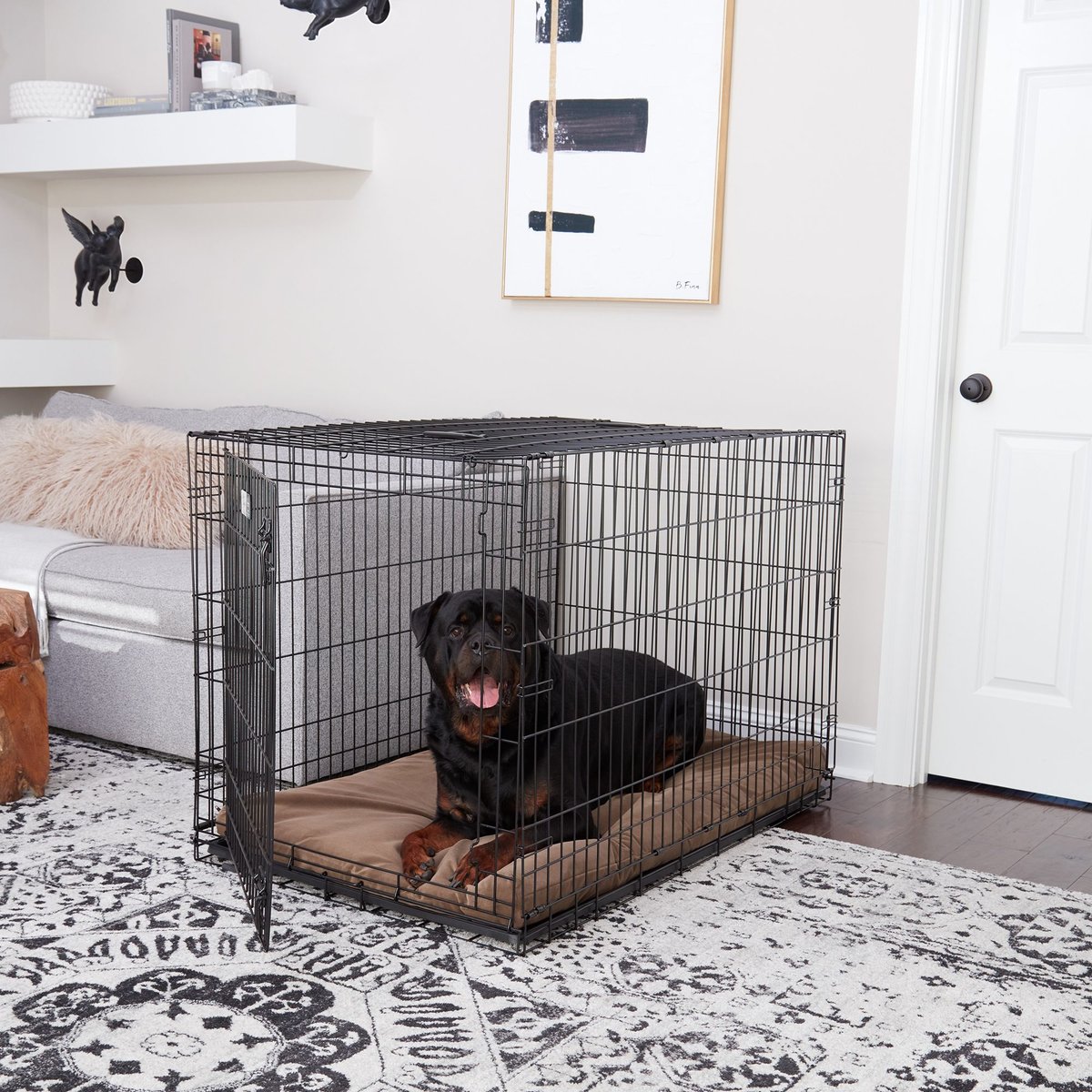 Happy Hounds Carson Deluxe Dog Crate Pad, Latte, 48-in
