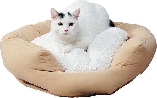 Show full view: Happy Hounds Chloe Donut Cat Bed, Cream, Small slide 2 of 8