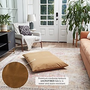Happy Hounds Cleo Corduroy Throw Dog Bed with Removable Cover, Camel, Large