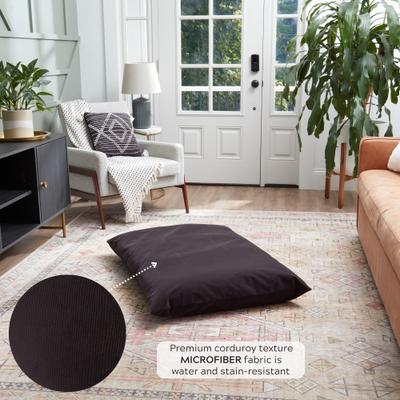 Show full view: Happy Hounds Cleo Corduroy Throw Dog Bed with Removable Cover, Charcoal, Large slide 6 of 8