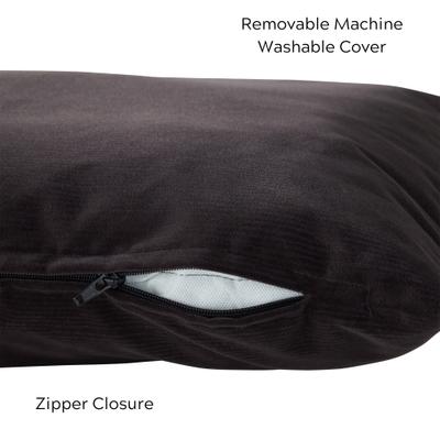 Show full view: Happy Hounds Cleo Corduroy Throw Dog Bed with Removable Cover, Charcoal, Large slide 4 of 8
