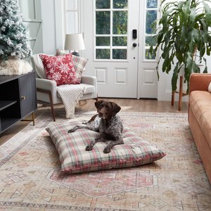 Happy Hounds Cleo Holiday Throw Dog & Cat Bed with Removable Cover, Holiday Plaid, Large