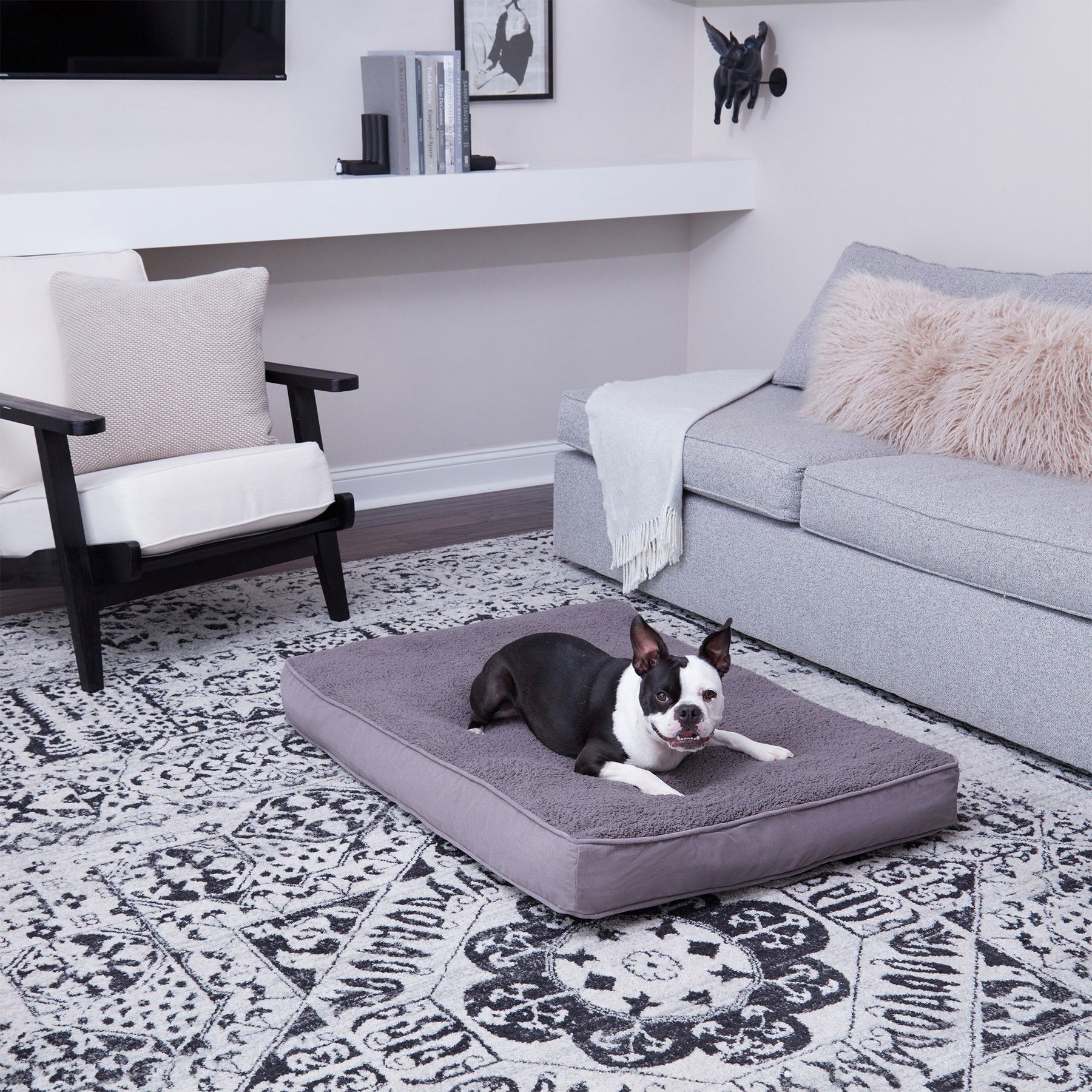 Happy Hounds Dolly Deluxe Supportive Dog & Cat Bed, Gray, Medium