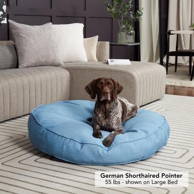 Show full view: Happy Hounds Gordon Indoor/Outdoor Round Pillow Dog & Cat Bed with Removable Cover, Denim, Large slide 1 of 9