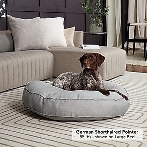 Happy Hounds Gordon Indoor/Outdoor Round Pillow Dog & Cat Bed with Removable Cover, Heather, Large