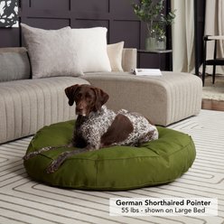 Happy Hounds Gordon Indoor/Outdoor Round Pillow Dog & Cat Bed with Removable Cover, Hunter, Large