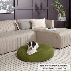 Happy Hounds Gordon Indoor/Outdoor Round Pillow Dog & Cat Bed with Removable Cover, Hunter, Small