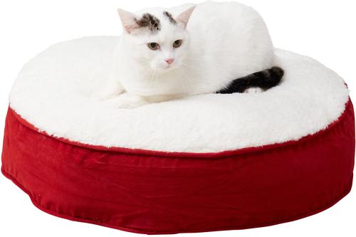 Show full view: Happy Hounds Lucy Round Pillow Cat Bed, Crimson, X-Small slide 2 of 6