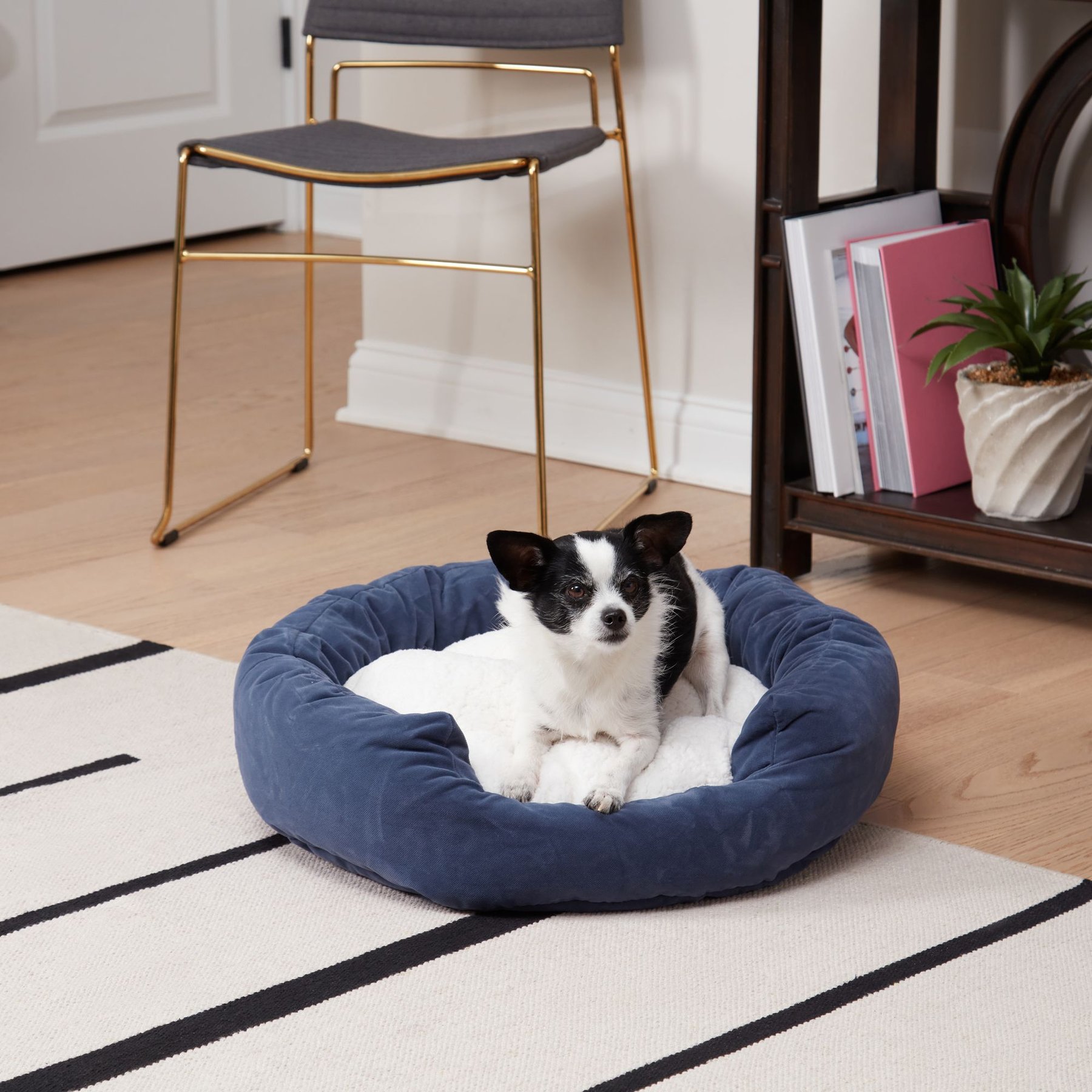 Happy Hounds Marley Donut Dog Bed, Denim, Small