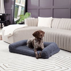 Happy Hounds Millie Sherpa Sofa Dog Bed, Blue Steel, Large slide 2 of 7