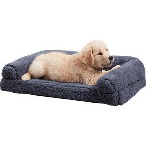 Happy Hounds Millie Sherpa Sofa Dog Bed, Blue Steel, Medium