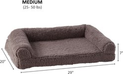 Happy Hounds Millie Sherpa Sofa Dog Bed, Fossil, Medium slide 2 of 7
