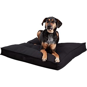 Happy Hounds Milo Square Tufted Pillow Dog Bed, Black, Medium
