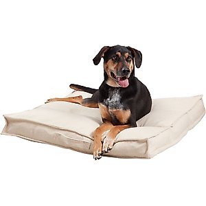 Happy Hounds Milo Square Tufted Pillow Dog Bed, Cream, Medium