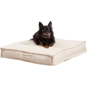 Happy Hounds Milo Square Tufted Pillow Dog Bed, Cream, Small