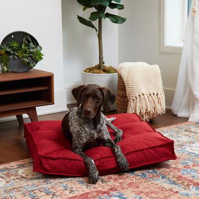 Show full view: Happy Hounds Milo Square Tufted Pillow Dog Bed, Scarlet, Medium slide 3 of 10