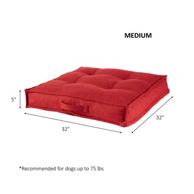 Show full view: Happy Hounds Milo Square Tufted Pillow Dog Bed, Scarlet, Medium slide 8 of 10