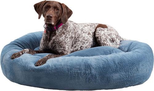 Show full view: Happy Hounds Radley Faux Fur Donut Bolster Dog & Cat Bed with Removable Cover, Kerry Blue, Large slide 3 of 8