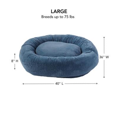 Show full view: Happy Hounds Radley Faux Fur Donut Bolster Dog & Cat Bed with Removable Cover, Kerry Blue, Large slide 4 of 8