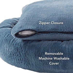 Happy Hounds Radley Faux Fur Donut Bolster Dog & Cat Bed with Removable Cover, Kerry Blue, Medium