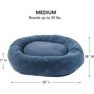 Happy Hounds Radley Faux Fur Donut Bolster Dog & Cat Bed with Removable Cover, Kerry Blue, Medium