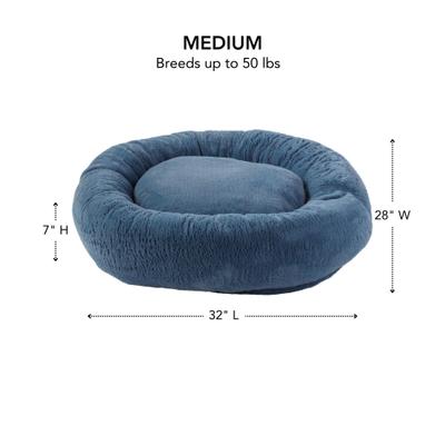 Show full view: Happy Hounds Radley Faux Fur Donut Bolster Dog & Cat Bed with Removable Cover, Kerry Blue, Medium slide 3 of 7