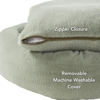 Show full view: Happy Hounds Radley Faux Fur Donut Bolster Dog & Cat Bed with Removable Cover, Pistachio, Large slide 5 of 8