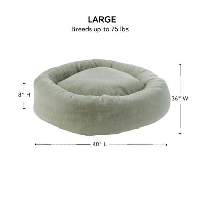Show full view: Happy Hounds Radley Faux Fur Donut Bolster Dog & Cat Bed with Removable Cover, Pistachio, Large slide 4 of 8