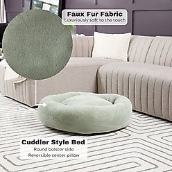 Happy Hounds Radley Faux Fur Donut Bolster Dog & Cat Bed with Removable Cover, Pistachio, Medium slide 2 of 6
