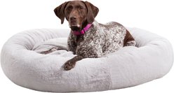 Happy Hounds Radley Faux Fur Donut Bolster Dog & Cat Bed with Removable Cover, Whisker Gray, Large slide 2 of 6