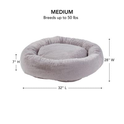 Show full view: Happy Hounds Radley Faux Fur Donut Bolster Dog & Cat Bed with Removable Cover, Whisker Gray, Medium slide 4 of 8