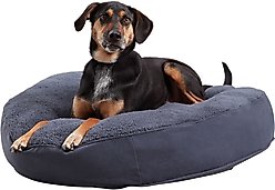 Happy Hounds Scooter Deluxe Round Pillow Dog Bed with Removable Cover, Blue Steel, Medium