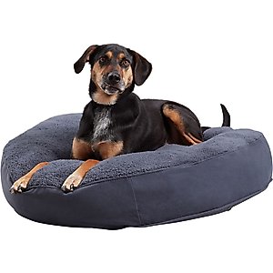 Happy Hounds Scooter Deluxe Round Pillow Dog Bed with Removable Cover, Blue Steel, Medium