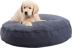 Happy Hounds Scooter Deluxe Round Pillow Dog Bed with Removable Cover, Blue Steel, Small