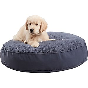 Happy Hounds Scooter Deluxe Round Pillow Dog Bed with Removable Cover, Blue Steel, Small