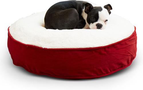 Show full view: Happy Hounds Scooter Deluxe Round Pillow Dog Bed with Removable Cover, Crimson, X-Small slide 4 of 7