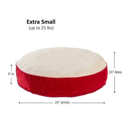 Show full view: Happy Hounds Scooter Deluxe Round Pillow Dog Bed with Removable Cover, Crimson, X-Small slide 6 of 7