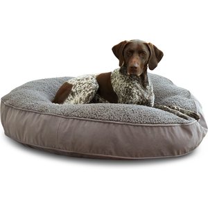 Happy Hounds Scooter Deluxe Round Pillow Dog Bed with Removable Cover, Gray, Large