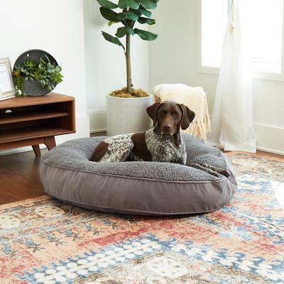 Show full view: Happy Hounds Scooter Deluxe Round Pillow Dog Bed with Removable Cover, Gray, Large slide 5 of 10