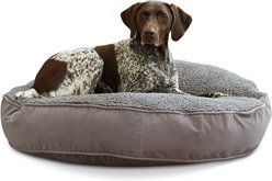 Happy Hounds Scooter Deluxe Round Pillow Dog Bed with Removable Cover, Gray, Medium