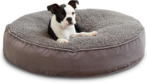 Show full view: Happy Hounds Scooter Deluxe Round Pillow Dog Bed with Removable Cover, Gray, Small slide 5 of 10