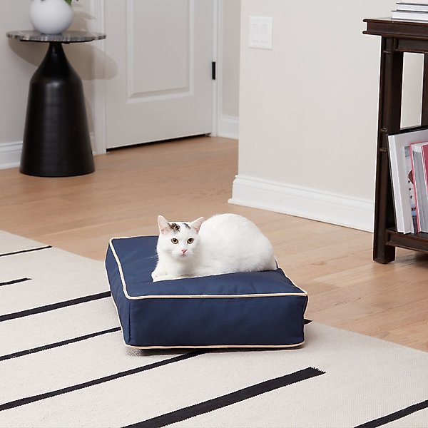 Show full view: Happy Hounds Stella Indoor/Outdoor Rectangle Cat Bed, Navy, X-Small slide 1 of 5