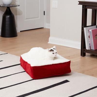 Show full view: Happy Hounds Willow Rectangle Pillow Cat Bed, Crimson, X-Small slide 2 of 6