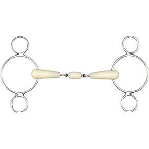 Happy Mouth Dbl Jointed Roller 2-Ring Horse Gag, 5 1/2-in
