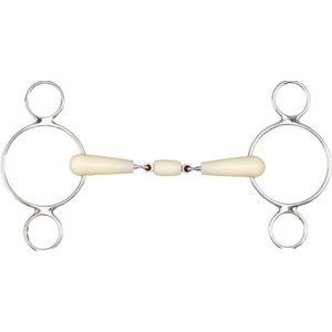Happy Mouth Dbl Jointed Roller 2-Ring Horse Gag, 5 3/4-in