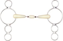 Happy Mouth Double Jointed Roller 3-Ring Gag Horse Bit, 5 3/4-in