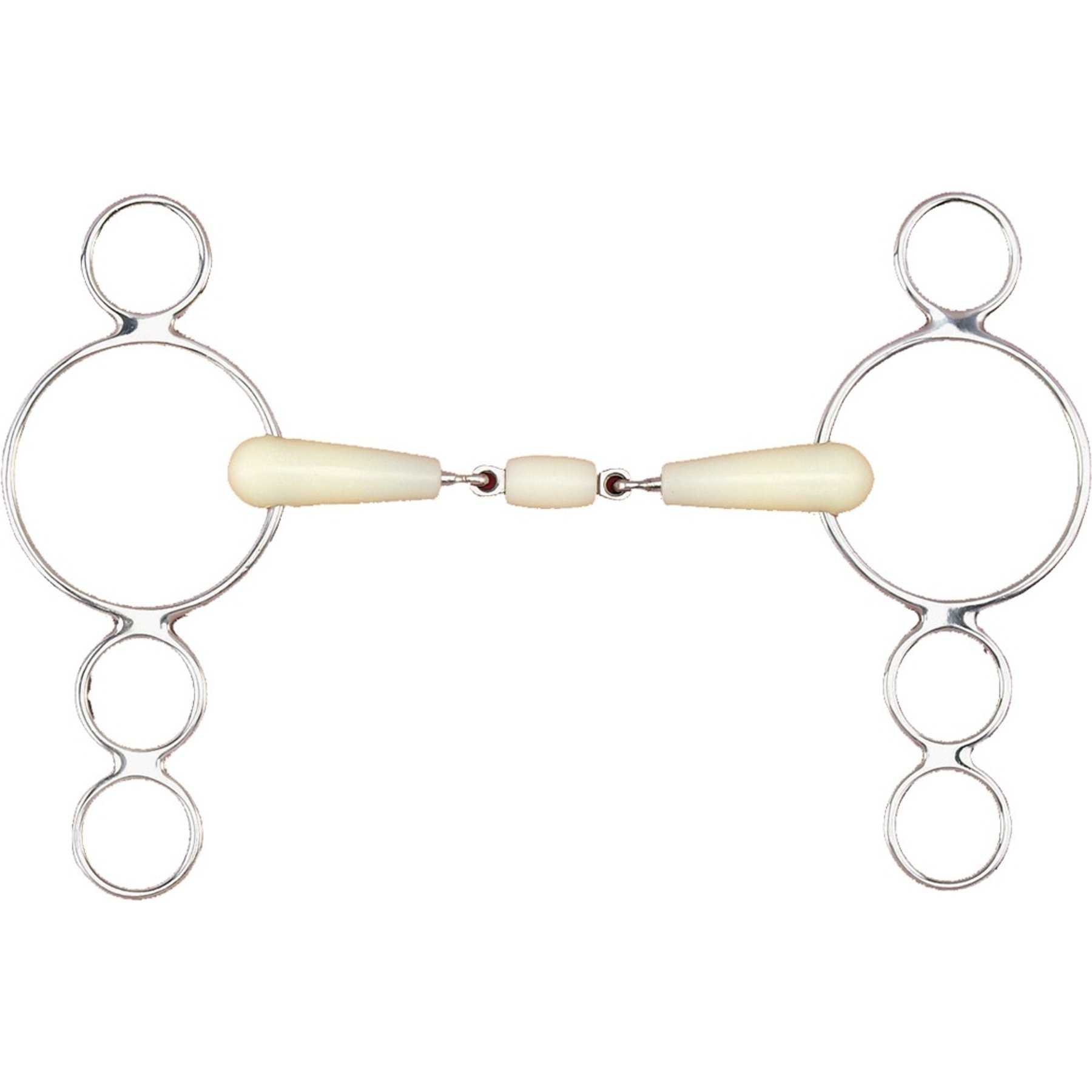 Happy Mouth Double Jointed Roller 3-Ring Gag Horse Bit, 5 3/4-in