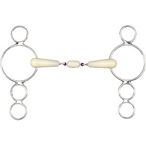 Happy Mouth Double Jointed Roller 3-Ring Gag Horse Bit, 5-in