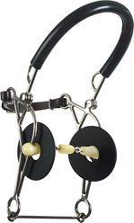 Happy Mouth Stainless Steel Double Jointed Roller Horse Bit Hackamore, 5.5-in
