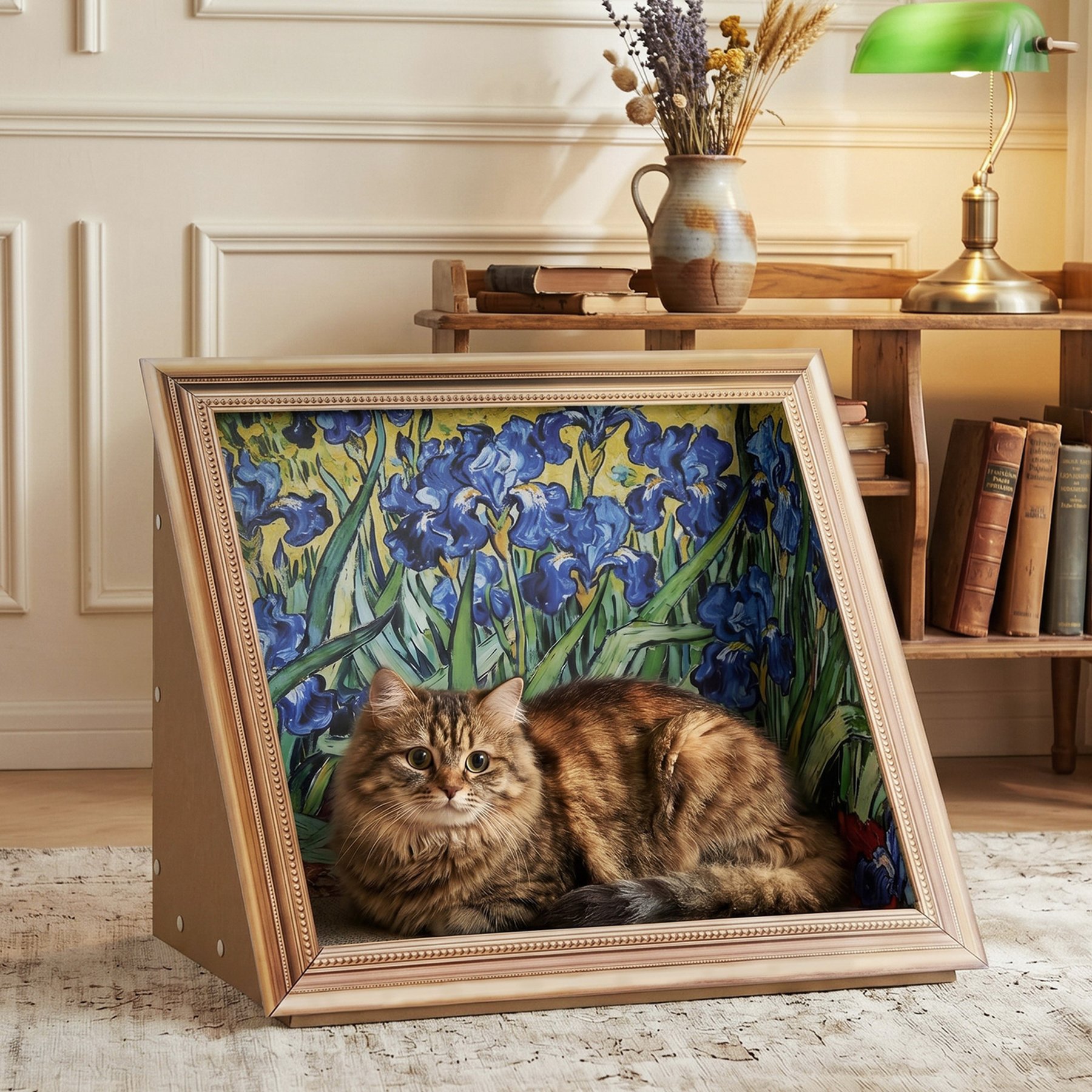 Happy & Polly 3D Retro Art Embellished Scratchers Cat Toy, Irises